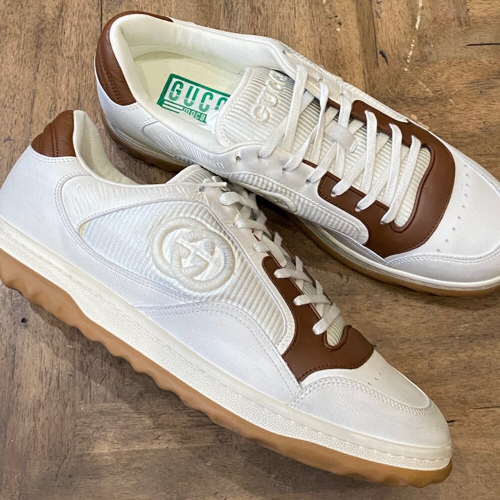 Gucci Mac80 Embroidered Sneakers | Off White Brown - 741656 AAB79 9155 | MEN 11